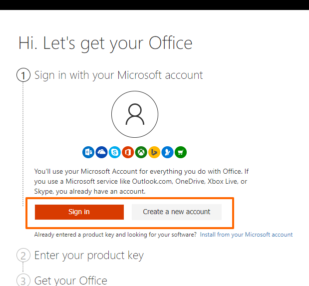 microsoft office enter new product key